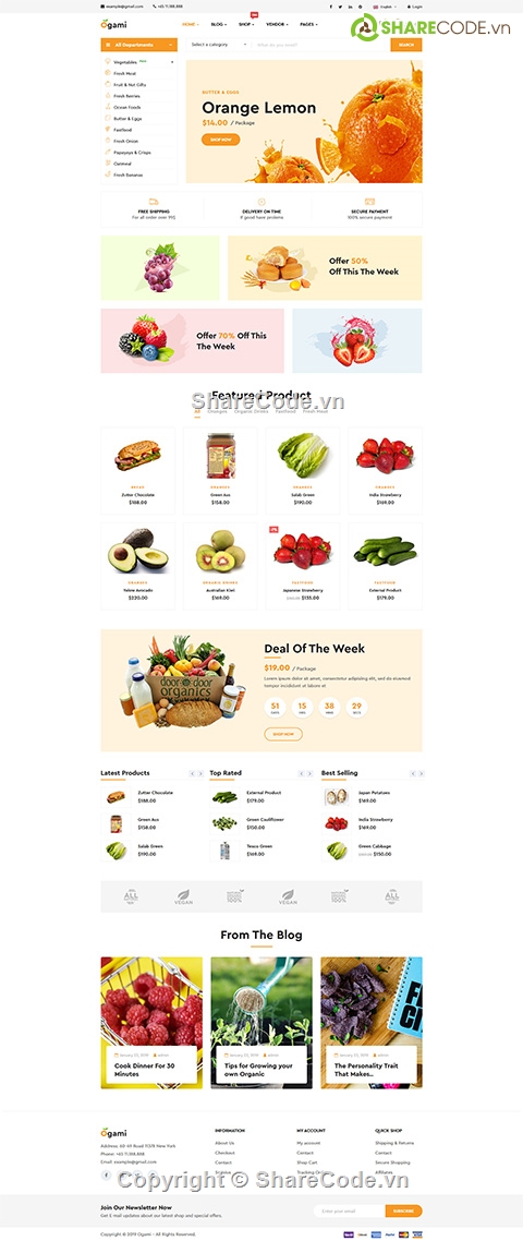 code bán hoa quả,web bán trái cây,Organic,ogami,Organic Store WordPress Theme